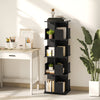 360° Rotating Bookcase with Anti-Tipping Straps, Anti-Slip Foot Pads, 4 Tier Bookshelf with 16 Cubbies for Books, Plants, Decorations, Black