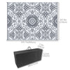 Portable Outdoor Rug with Carry Bag, 9' x 12' Reversible Mat, Waterproof Plastic Straw RV Rug for Backyard, Deck, Picnic, Beach, Camping, Gray & White Flower