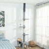 Floor to Ceiling Cat Tree, 4 Tiers Tall Kitty Climbing Tower with Scratching Post, Adjustable Height 87-100