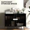 Modern Kitchen Storage Cabinet, Sideboard Buffet Cabinet with Adjustable Shelves for Kitchen Hallway, Black