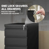 3 Drawer Filing Cabinet with Lock, Steel Office Storage Cabinet with Hanging Bar for A4, Legal, Letter Files, Black