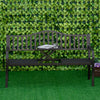 Metal Outdoor Bench with Liftable Middle Table, Patio Loveseat, Garden Bench for Lawn, Porch, Seats 2–3 People, Black