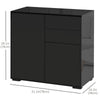 High Gloss Buffet Sideboard with 2 Drawers, 2 Doors and Adjustable Shelf, Kitchen Storage Cabinet with Push Open Design, Black