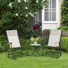 3pc Patio Rocking Chair Set, Folding Outdoor Rocking Chairs and Table Bistro Set w/ Breathable Mesh Seat & Backrest, Headrest for Park, Backyard, Garden, Cream White