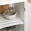 Rolling Kitchen Cart, Bar Cart on Wheels with Wine Rack, Drawer, Open Shelves, Cabinet and Faux Marble Top, Kitchen Island with Storage, White