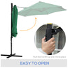 8.5FT Offset Patio Umbrella with 360° Rotation, Outdoor Cantilever Roma Parasol Hanging Sun Shade Canopy Shelter with Cross Base, Green
