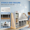 Qaba Kids Storage Shelf with Reading Nook, Toy Storage Organizer with Seat Cushion, 3 Fabric Drawers for Playroom, Nursery