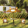 Kids Folding Picnic Table and Chair Set Pattern Outdoor Garden Patio Backyard with Removable & Height Adjustable Sun Umbrella Brown