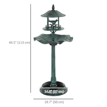 3-in-1 Garden Bird Bath Bowl Pedastal with Bird Feeder, Large Water Basin, & Underneath Flower Planter, Gold