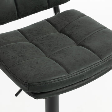 Bar Stools Set of 2, Swivel Counter Height Barstools with Adjustable Height, Back and Footrest, PU Leather Bar Chairs