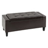 Storage Ottoman Bench, PU Leather Upholstered Bench with Tufted Design, Brown