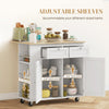 Kitchen Island with Power Outlet and Drop Leaf, Rolling Kitchen Cart with 2 Drawers and Adjustable Shelves