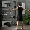 Soozier Wall Mount Cable Station, 15 Positions Adjustable Dual Pulley Machine Cable Crossover Machine Home Gym Equipment