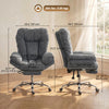 Criss Cross Chair with Wheels, Waterfall Armrests, Overstuffed Wide Office Chair with Footrest, Dark Grey
