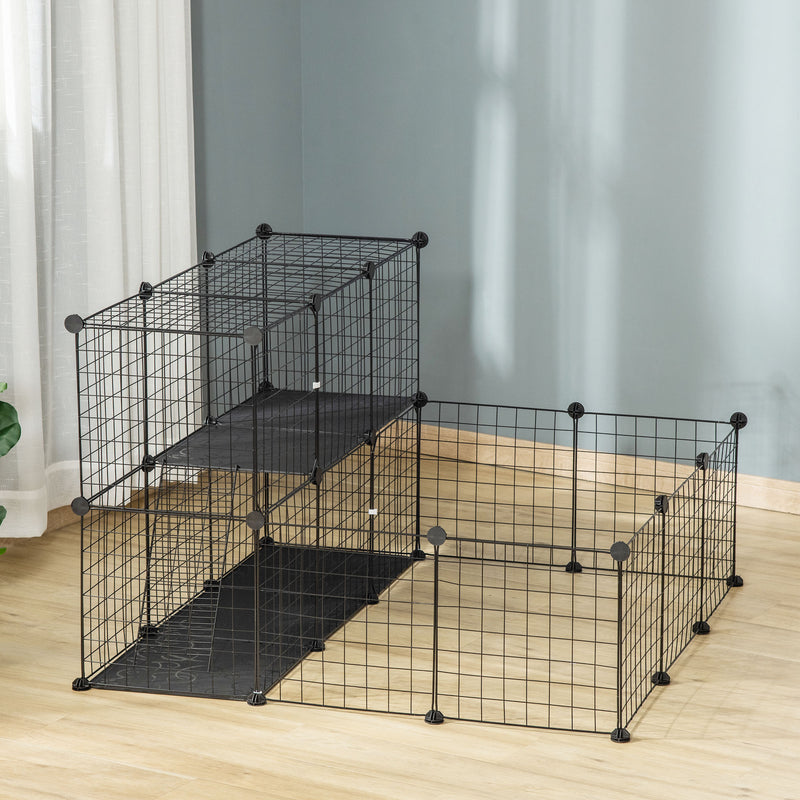 Small Animal Cage Rabbit Cage with Door, Guinea Pig Playpen, Small Animal Fence for Bunny, Chinchilla, Freret, Chinchilla, Indoor and Outdoor Use, Total 31 Panels, 41.3