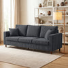 3 Seater Sofa with Wide Seat, Corduroy Couch with Deep Seat, Spring Cushion, Dark Grey