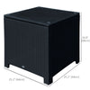 Rattan Side Table Wicker Coffee Table with Glass Top Outdoor Patio Furniture For Patio Poolside Garden Lawn, Black