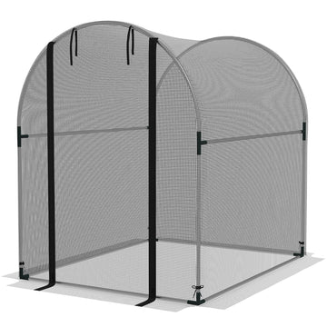 4.9' x 3.9' Crop Cage with Zipper Roll-Up Door, Mesh Plant Protection Tent from Animals with Galvanised Steel Frame