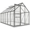 6' x 12' x 6.5' Walk-in Greenhouse, Polycarbonate Greenhouse with Adjustable Roof Vent, Base, Sliding Door, Charcoal Grey
