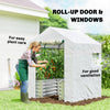 Greenhouse with Raised Garden Bed, Galvanized Metal Planter Box with PE Cover, Roll Up Door, 56