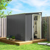 5x7 Garden Shed, Lean-to Metal Storage with Foundation, Sliding Door & 2 Vents for Garden Tools, Dark Grey