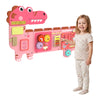 Qaba Busy Board Panels wall mounted Montessori Sensory Toys dinosaur center 87 x 52 x 5.5 cm Pink