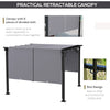 12' x 10' Outdoor Patio Gazebo Pergola with Retractable Canopy Roof, Steel Frame with Stakes, Unique Design, Grey