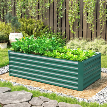 6' x 3' x 2' Raised Garden Bed, Galvanized Planter Box for Growing Flowers, Herbs and Vegetables, Dark Green