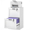 Vertical Filing Cabinet with 2 Drawers, Lock, File Cabinet for Home Office, A4 and Letter Size Files, White