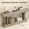 63 Inch Long Console Table, Vintage Narrow Entryway Table with Storage Shelf for Living Room and Hallway, Light Brown