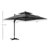 10' x 10' Cantilever Patio Umbrella, Double Top Square Offset Umbrella with 360° Rotation, 5 Adjustable Tilt Angles, Umbrella Cover, Aluminum Pole and Ribs