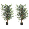Artificial Tree, Fake Ficus Tree with Leaves, Faux Plant in Nursery Pot for Indoor Decoration