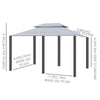 13'L x 10'W x 8.7'H Patio Gazebo Outdoor 2-Tiers Garden Canopy Yard Sunshade Shelter with Curtains, Grey