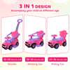 3 in 1 Kid Ride on Push Car Sliding Car, Ride on Toy for Boy Girl Toddlers 1-3 Years Old, with Horn Music Light Function Secure Bar, Pink