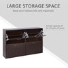 Flip Down Shoe Storage, Multi Cabinet, Wooden Shoe Rack, Entryway Shelf, 4 Drawer Organizer, Freestanding Unit, Brown