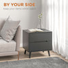 Modern Nightstand, Night Table with 2 Drawers, Bed End Table with Solid Wood Legs for Bedroom