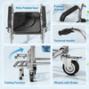 3-in-1 Shower Commode Wheelchair, Transport Beside Commode Chair with Padded Seat for the Elderly, Disabled