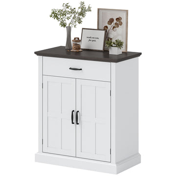 Sideboard Buffet, Modern Storage Cabinet with 2 Doors and Adjustable Shelf, White