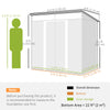 6.5x4FT Galvanised Metal Shed with Foundation Kit, Lockable Garden Tool Storage House with Sliding Doors, Vents