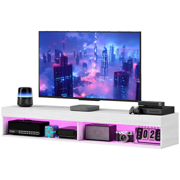 Modern Wall Mounted TV Stand with Storage and LED Lights for TVs up to 75