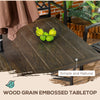 Steel Frame 59 Inch Outdoor Dining Table for Six with Parasol Hole, Wood Grain Tabletop, for Backyard, Garden, Brown