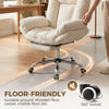 Criss Cross Chair with Wheels, Waterfall Armrests, Overstuffed Wide Office Chair with Footrest, Beige