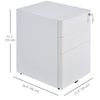 3 Drawer Filing Cabinet, Steel Home Office Storage Cabinet with Wheels, Lock for A4, Letters, Legal-sized Files, White
