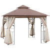 10'x10' Soft-top Steel Patio Gazebo Outdoor Sun Shelter with 2-Tier Polyester Roof, Curtain Sidewalls