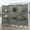 6 FT Privacy Screen, 6 Panel Room Divider with Shelves for Living Room Bedroom Home Office, Grey