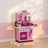 Qaba Kids Play Kitchen with Lights, Sounds, 33 Accessories & Storage for Toddler 3-6 Years
