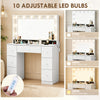 Vanity Desk with 10 Dimmable LED Lights, Mirror Dressing Table with 7 Drawers and Charging Station, White