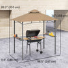 8' x 5' BBQ Grill Gazebo Tent with Double Tiered Canopy for Outdoor Sun Shade,  Khaki