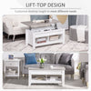 Lift Top Coffee Table with Hidden Storage Compartment and Open Shelves, Lift Tabletop Pop-Up Center Table for Living Room