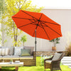 10' x 8' Round Market Umbrella, Patio Umbrella, Outdoor Parasol with Crank Handle, Tilt for Garden, Bench, Lawn, Orange